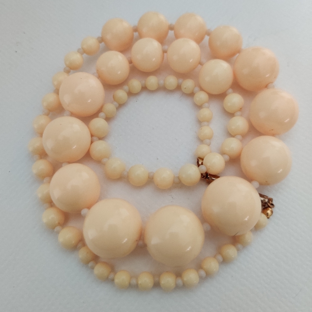 Vintage 60s Faux Ivory Long Necklace